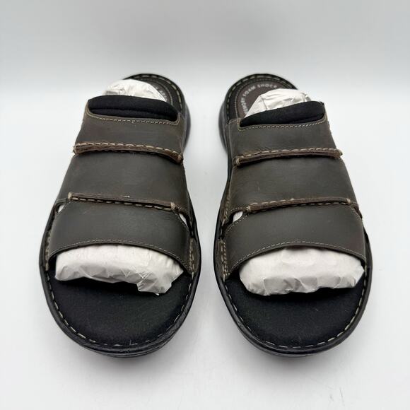 Rockport Mens Darwyn Slide Sandals US 8M EU 41 Brown Leather NIB